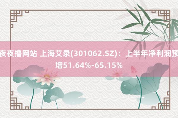 夜夜撸网站 上海艾录(301062.SZ)：上半年净利润预增51.64%-65.15%