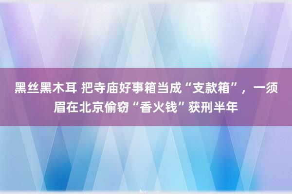 黑丝黑木耳 把寺庙好事箱当成“支款箱”，一须眉在北京偷窃“香火钱”获刑半年