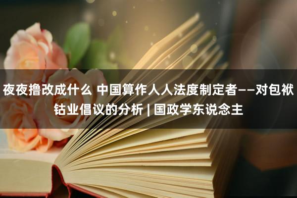 夜夜撸改成什么 中国算作人人法度制定者——对包袱钴业倡议的分析 | 国政学东说念主