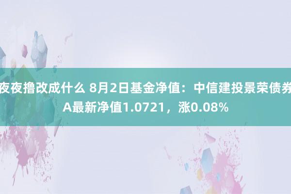 夜夜撸改成什么 8月2日基金净值：中信建投景荣债券A最新净值1.0721，涨0.08%