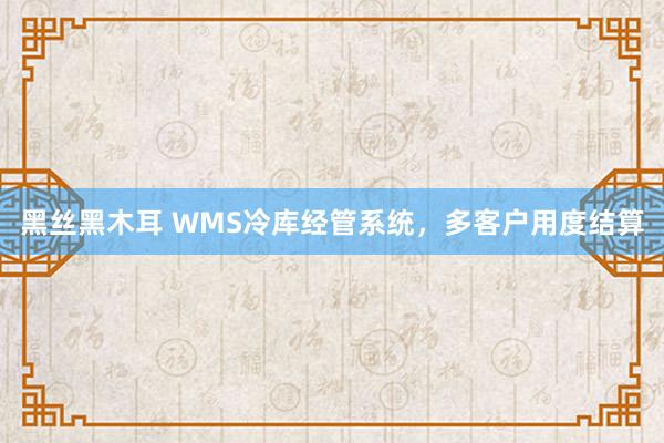 黑丝黑木耳 WMS冷库经管系统，多客户用度结算