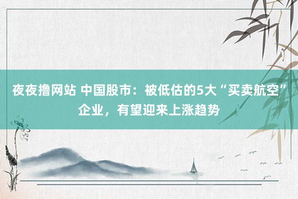 夜夜撸网站 中国股市：被低估的5大“买卖航空”企业，有望迎来上涨趋势