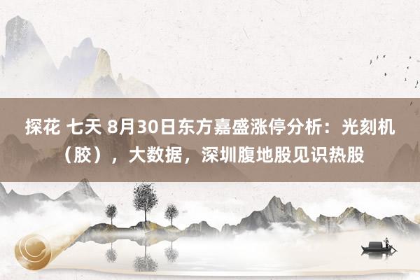 探花 七天 8月30日东方嘉盛涨停分析：光刻机（胶），大数据，深圳腹地股见识热股