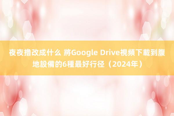 夜夜撸改成什么 將Google Drive視頻下載到腹地設備的6種最好行径（2024年）