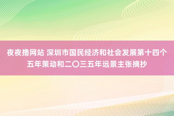 夜夜撸网站 深圳市国民经济和社会发展第十四个五年策动和二〇三五年远景主张摘抄