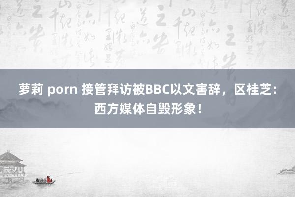 萝莉 porn 接管拜访被BBC以文害辞，区桂芝：西方媒体自毁形象！